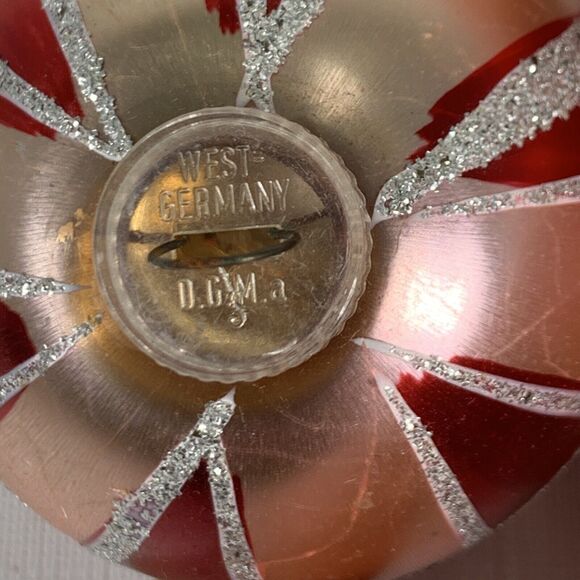 DBGM West German Christmas Ornament Pink Glitter Mercury Glass Mid Century Vtg - Picture 2 of 2